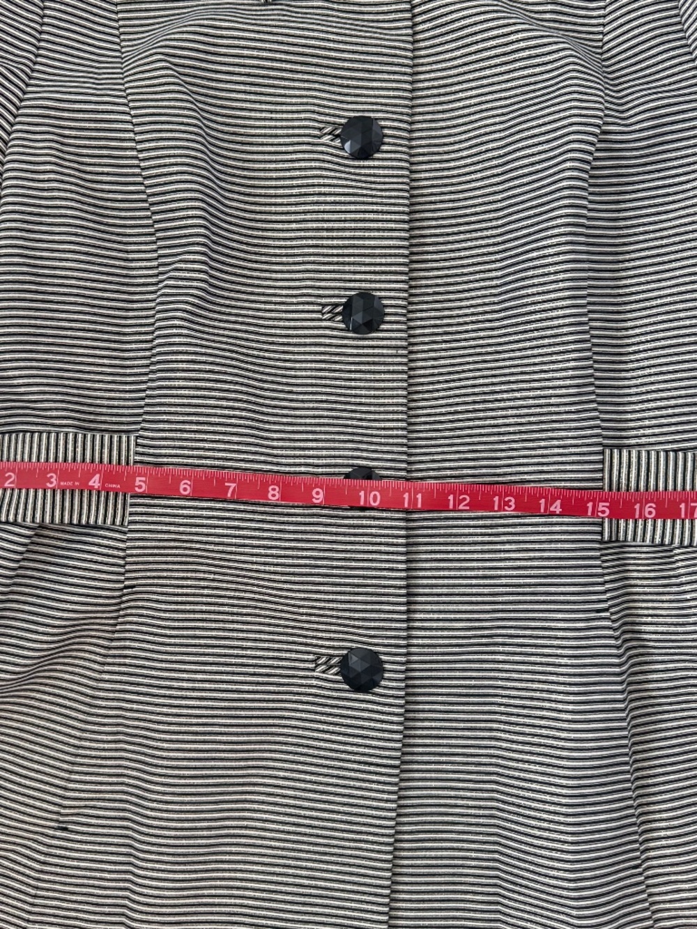 FLASH SALE TODAY Banana Republic XL Black Ivory Striped Swing Coat - Picture 7 of 11